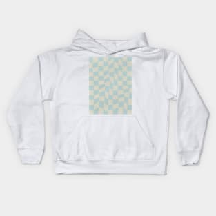 Groovy Waves and Squares - White and Blue Kids Hoodie